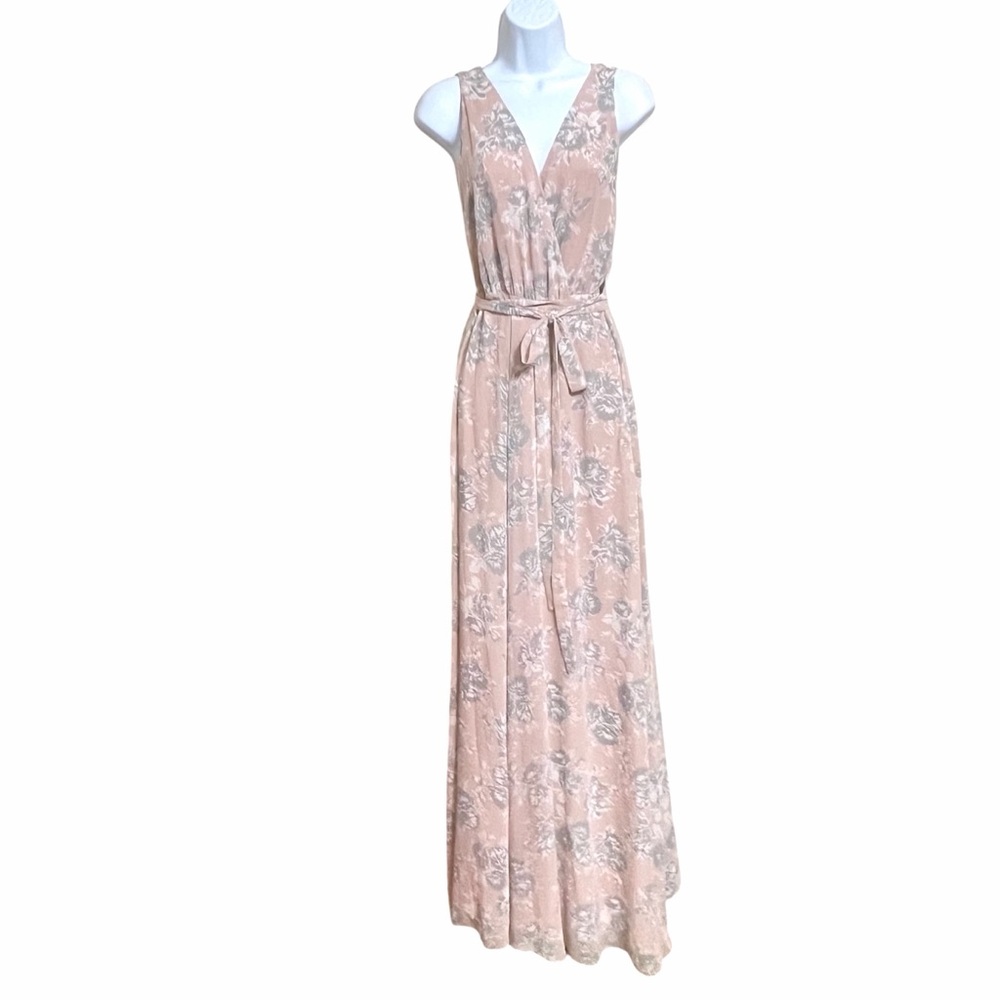 Lovers + Friends Leah Floral Maxi Wrap Dress 4 Pink Wedding Guest Party Cottage